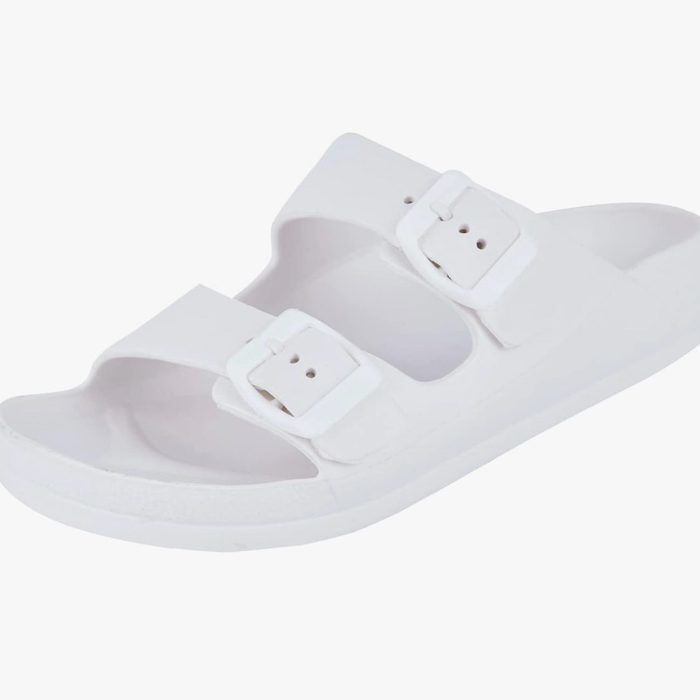 AUSLAND White Slide Waterproof Sandals with Buckles